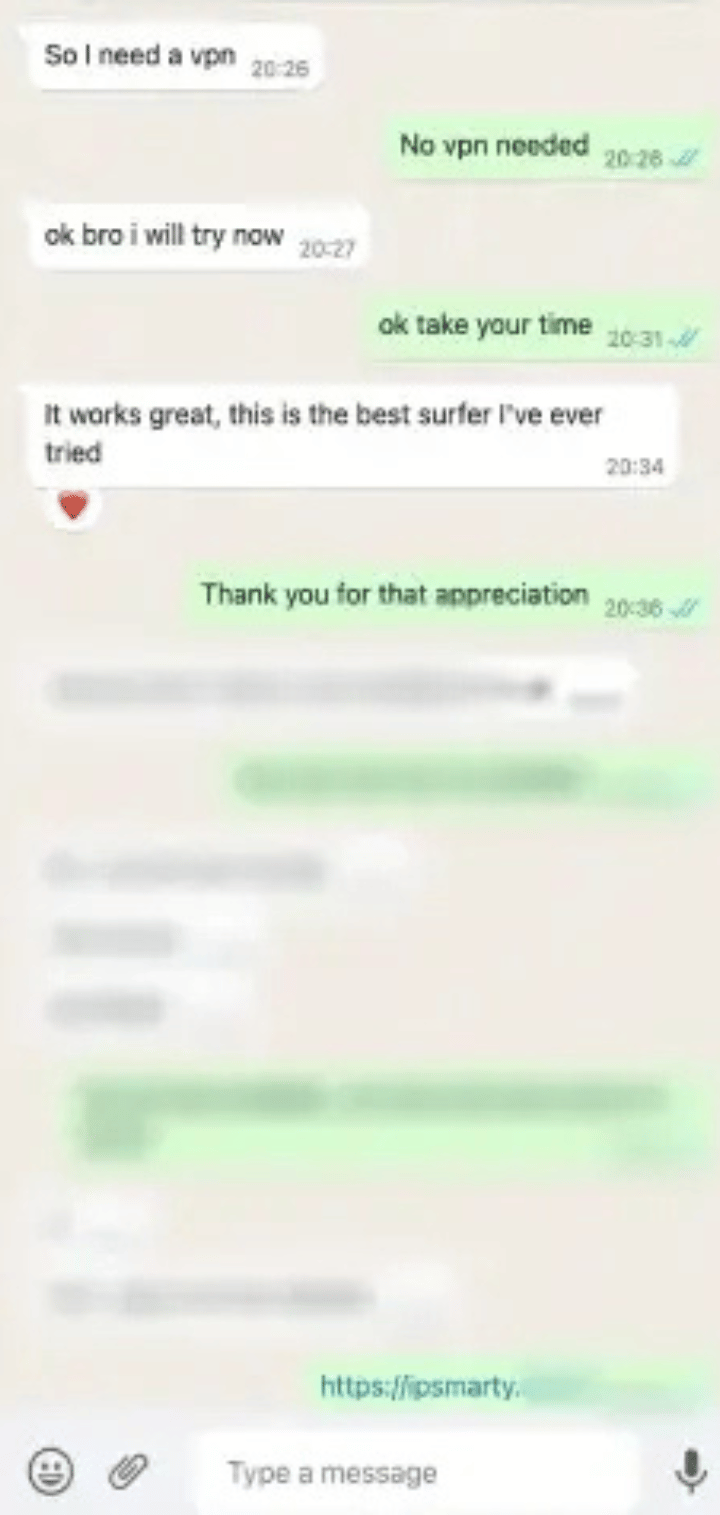 Screenshot einer Online-Unterhaltung zwischen Kundensupport und Nutzer
