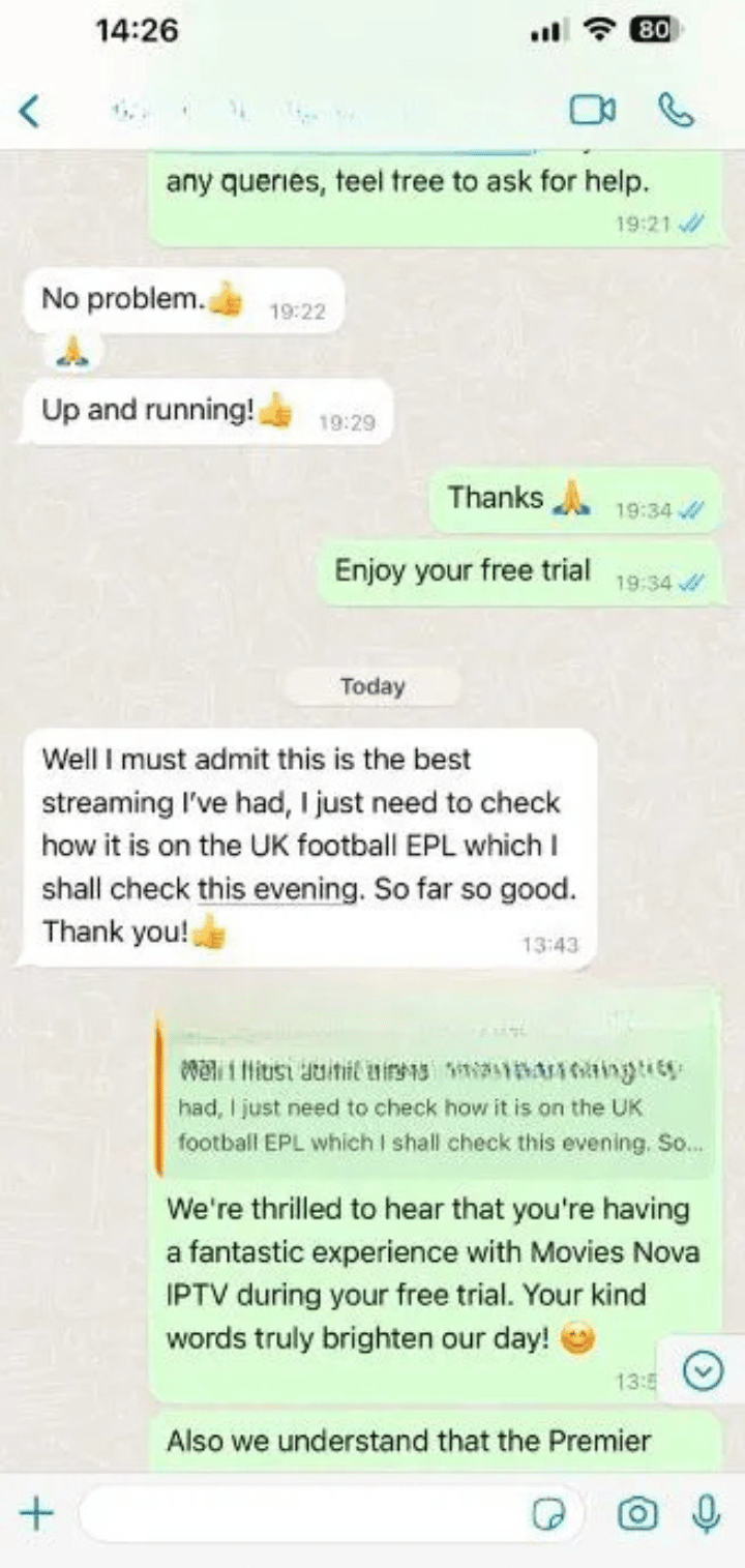 Screenshot einer Online-Unterhaltung zwischen Kundensupport und Nutzer